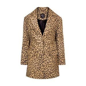 NWT $1600 MCQ BY ALEXANDER MCQUEEN LEOPARD CALF HAIR COAT SIZE IT 38 US 4